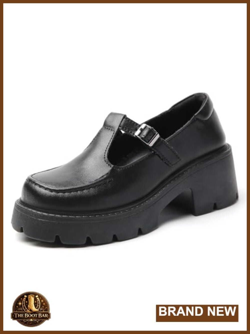 Adjustable T-Strap Platform Loafers Chunky Lug Sole Casual Women's Shoes